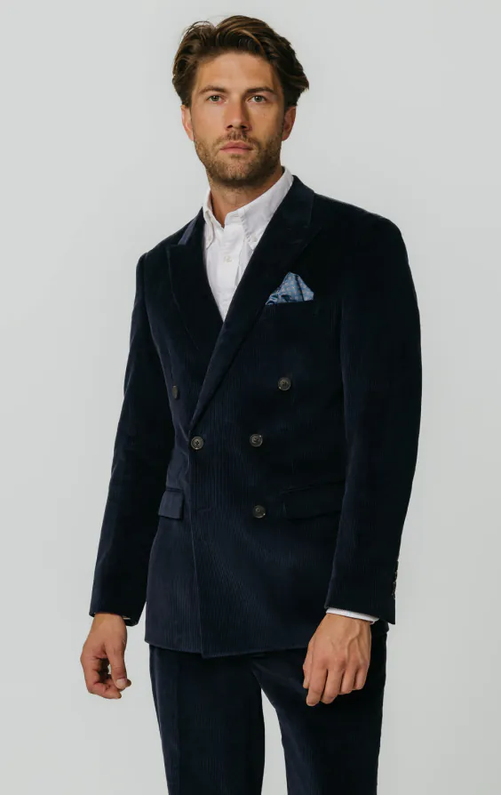 Double Breasted Navy Corduroy Suit primary image