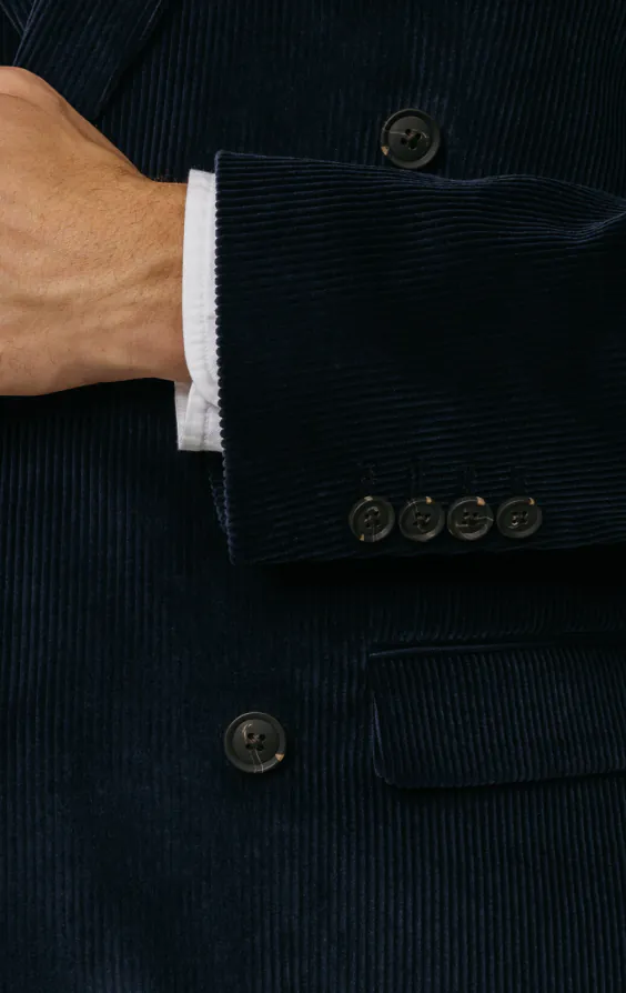 Double Breasted Navy Corduroy 3 Piece Suit - photo 2