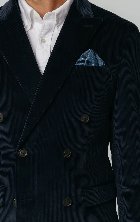 Double Breasted Navy Corduroy 3 Piece Suit - photo 3