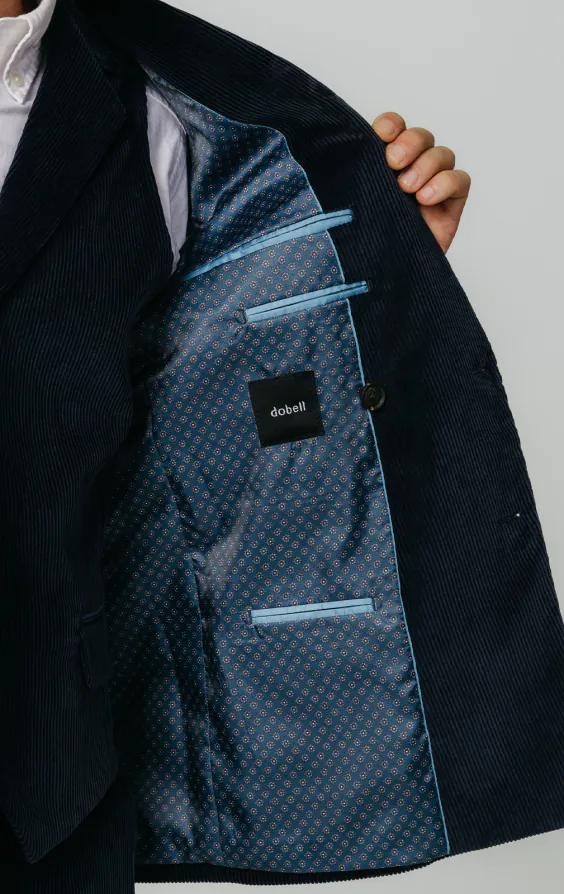 Double Breasted Navy Corduroy 3 Piece Suit - photo 4