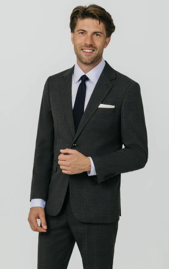 Charcoal Windowpane Check Suit primary image