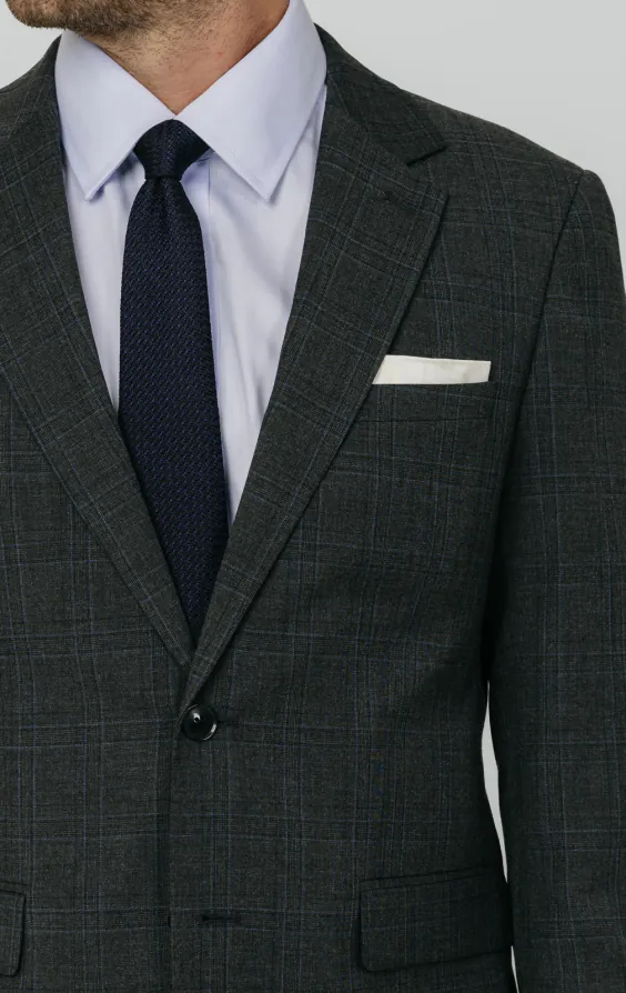 Charcoal Windowpane Check 3 Piece Suit thumbnail 4