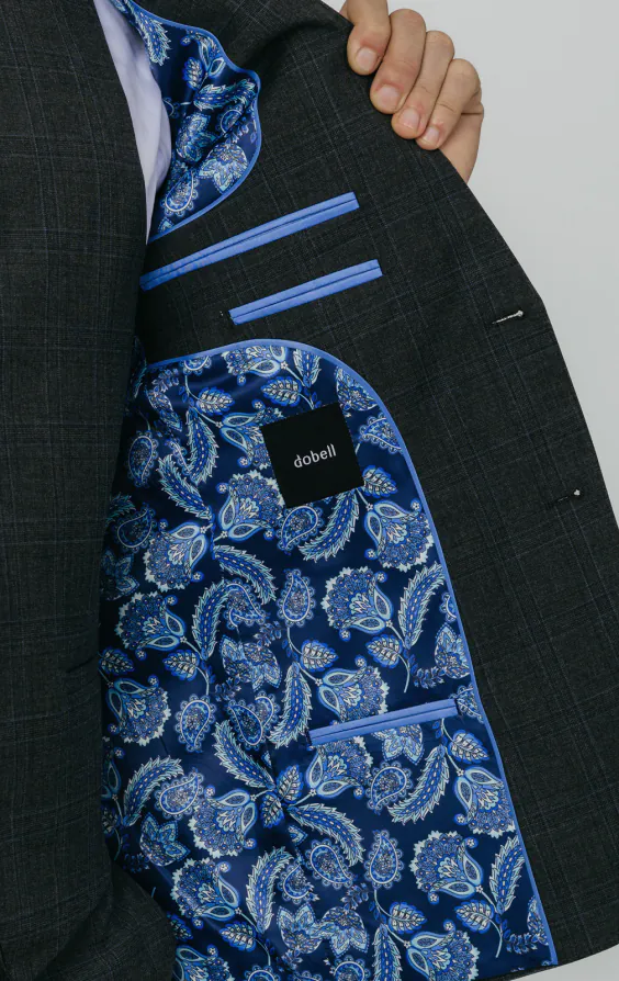 Charcoal Windowpane Check 3 Piece Suit thumbnail 5