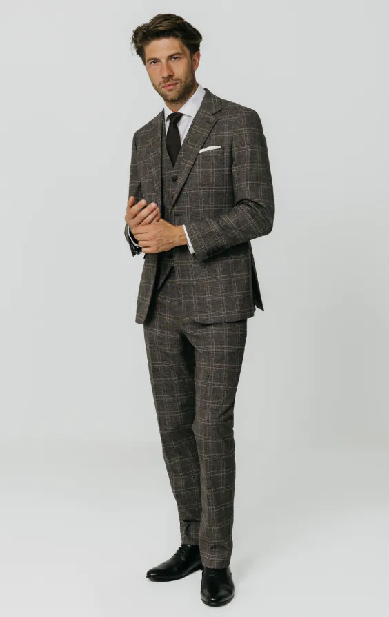 Brown Check 3 Piece Suit thumbnail 2