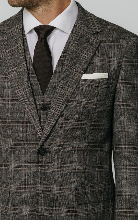 Brown Check 3 Piece Suit thumbnail 4