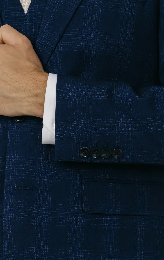 Royal Blue Shadow Check 3 Piece Suit thumbnail 3