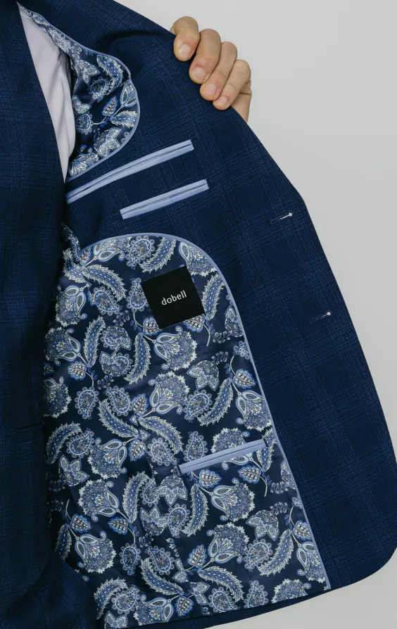 Royal Blue Shadow Check 3 Piece Suit thumbnail 5