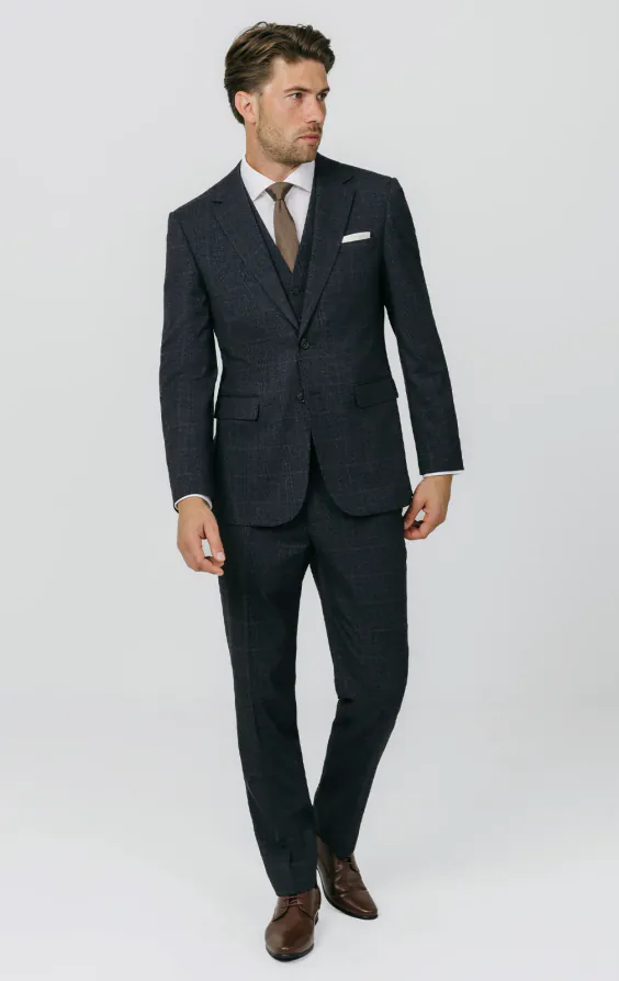 Navy with Rust Check 3 Piece Suit thumbnail 2