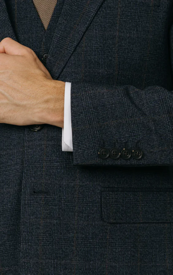 Navy with Rust Check 3 Piece Suit thumbnail 3