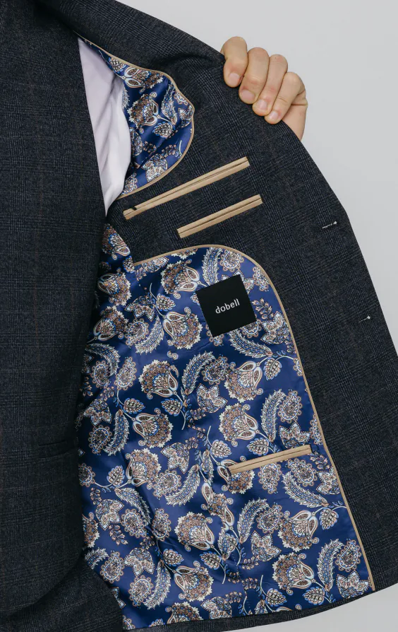 Navy with Rust Check 3 Piece Suit thumbnail 5