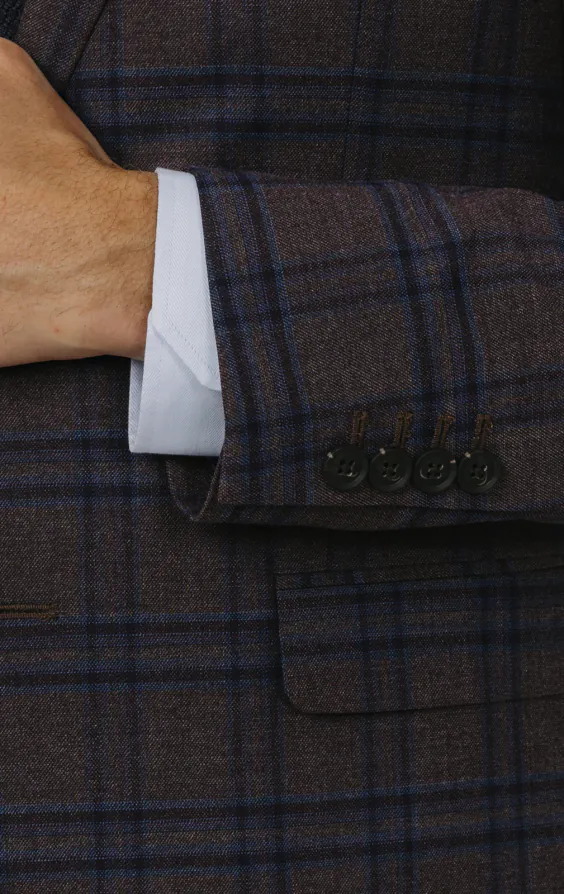 Burgundy with Blue Windowpane Check 3 Piece Suit thumbnail 3