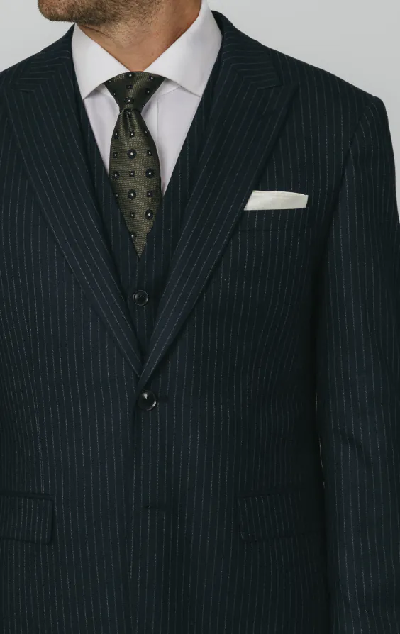 Navy Chalkstripe 3 Piece Suit - photo 3 Navy Chalkstripe 3 Piece Suit - photo 3