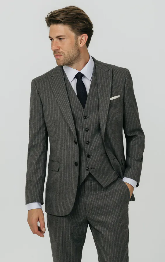 Charcoal Chalkstripe 3 Piece Suit Charcoal Chalkstripe 3 Piece Suit