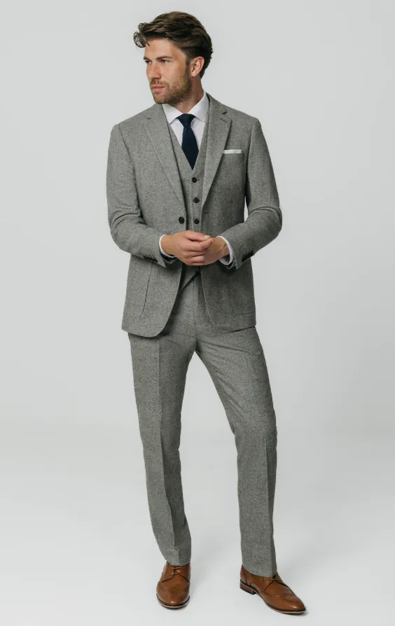Light Grey Donegal Tweed 3 Piece Suit thumbnail 2