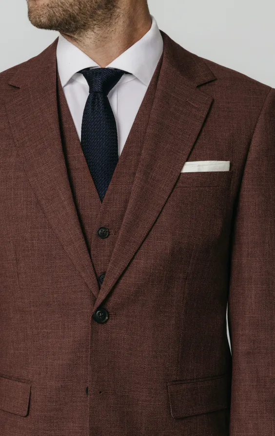 Dark Rosewood Weave 3 Piece Suit thumbnail 4