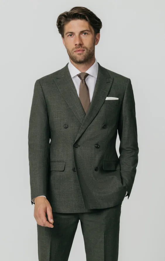 Green Weave Double Breasted Suit primary image