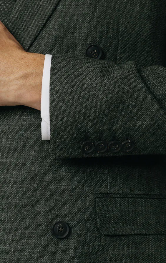 Green Weave Double Breasted 3 Piece Suit thumbnail 3