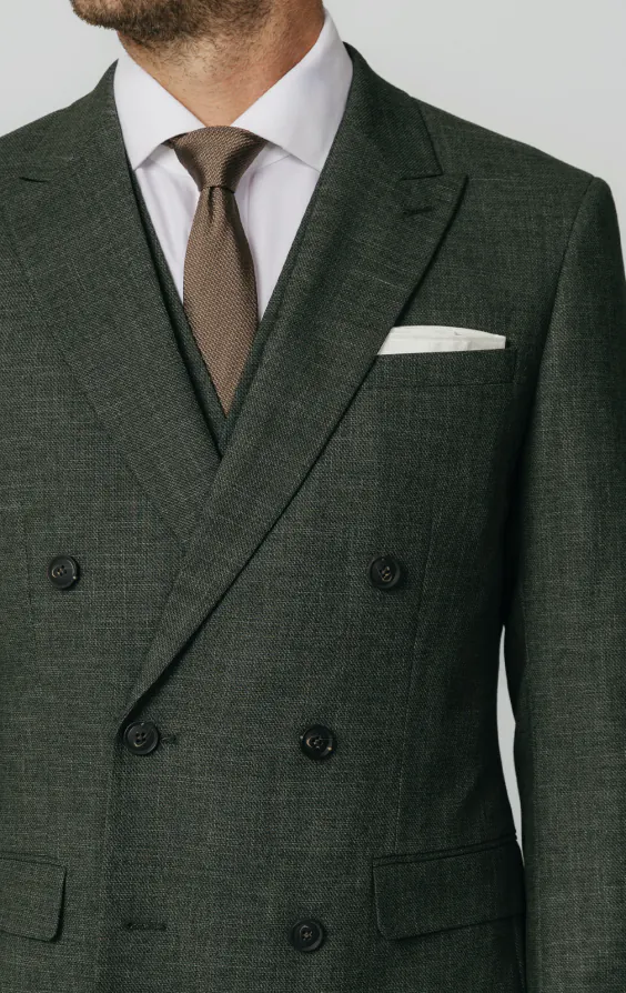 Green Weave Double Breasted 3 Piece Suit thumbnail 4
