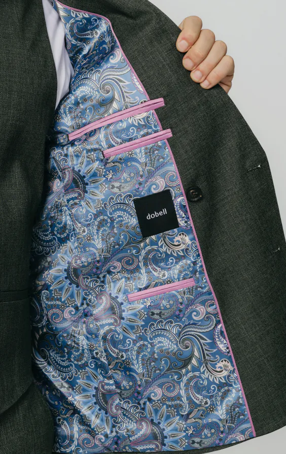 Green Weave Double Breasted 3 Piece Suit thumbnail 5