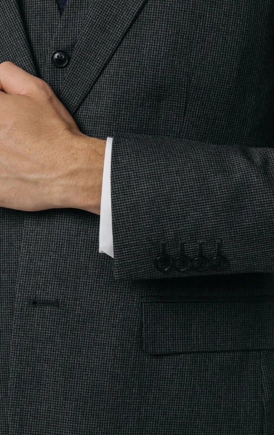 Charcoal Puppytooth Check 3 Piece Suit thumbnail 3