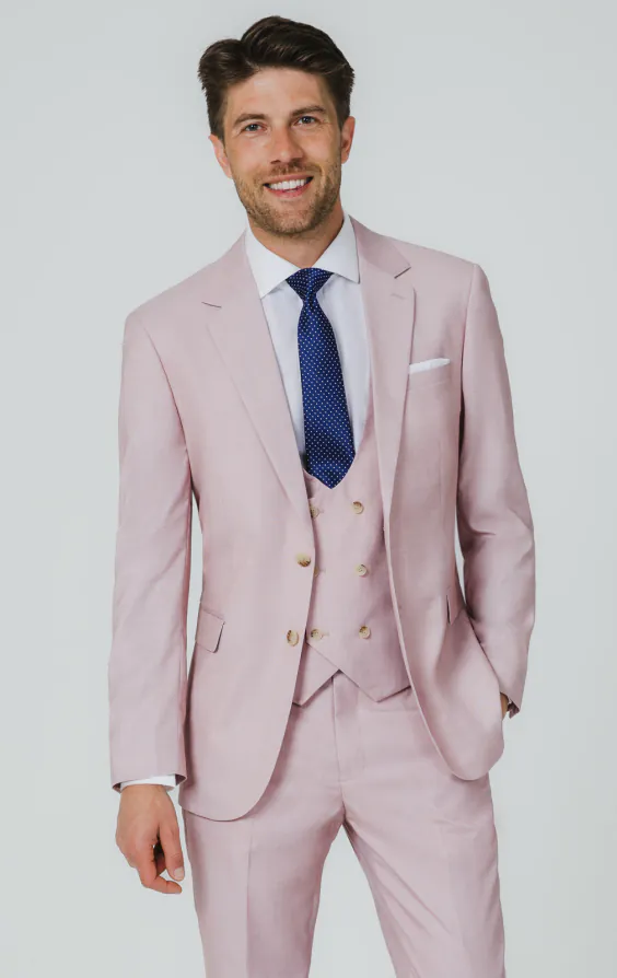 Rose Pink Sharkskin 3 Piece Suit