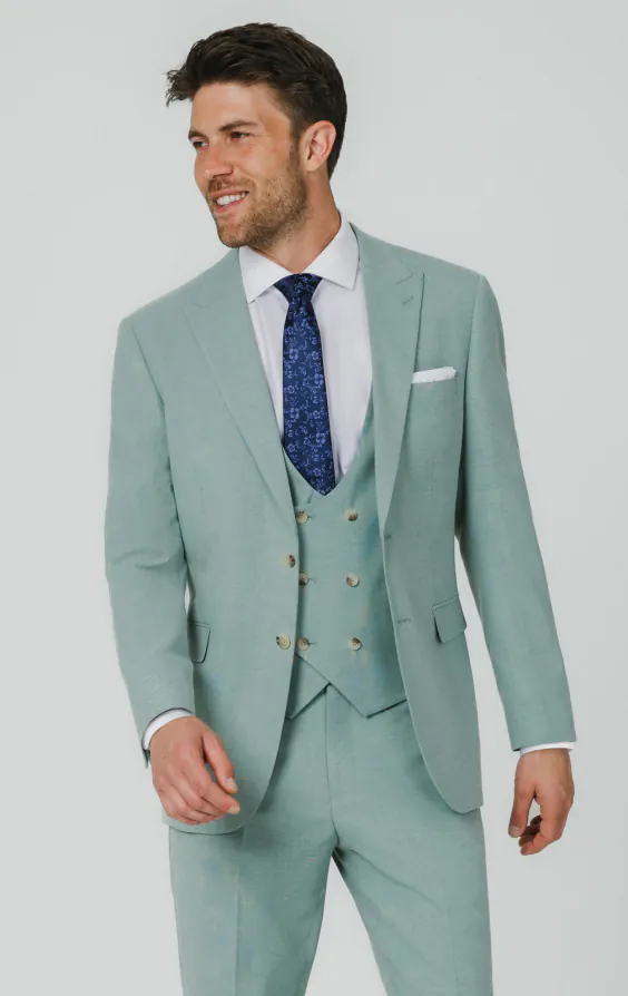 Mint Green Hopsack 3 Piece Suit Mint Green Hopsack 3 Piece Suit