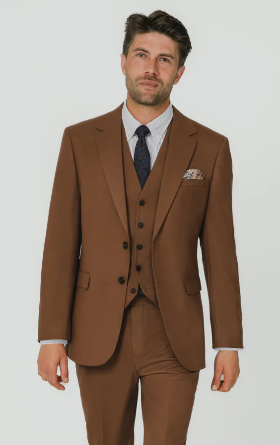Mid Brown Twill 3 Piece Suit Mid Brown Twill 3 Piece Suit