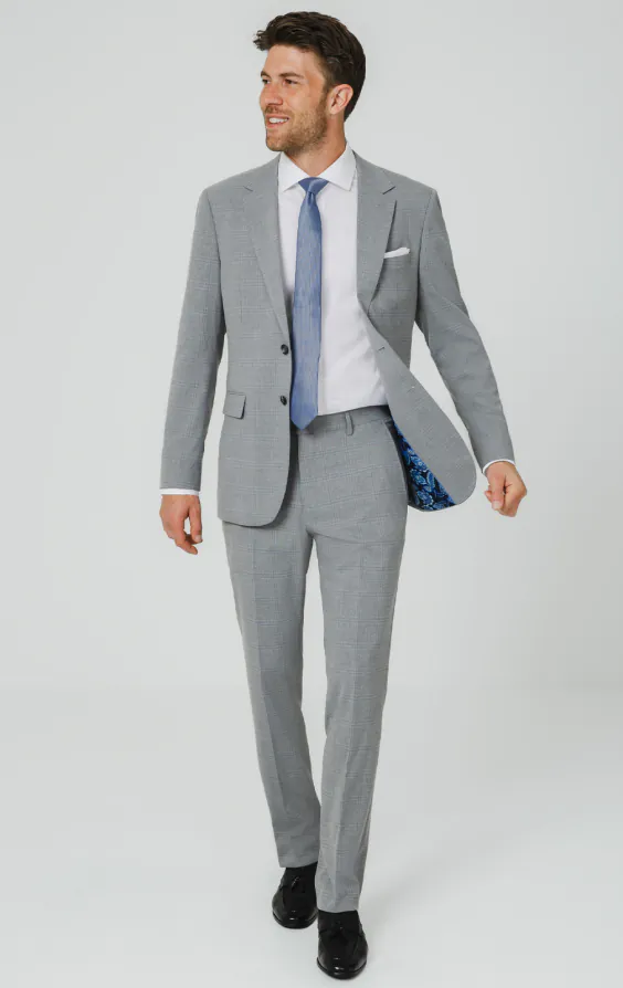 Light Grey & Blue Check Suit - photo 1 Light Grey & Blue Check Suit - photo 1