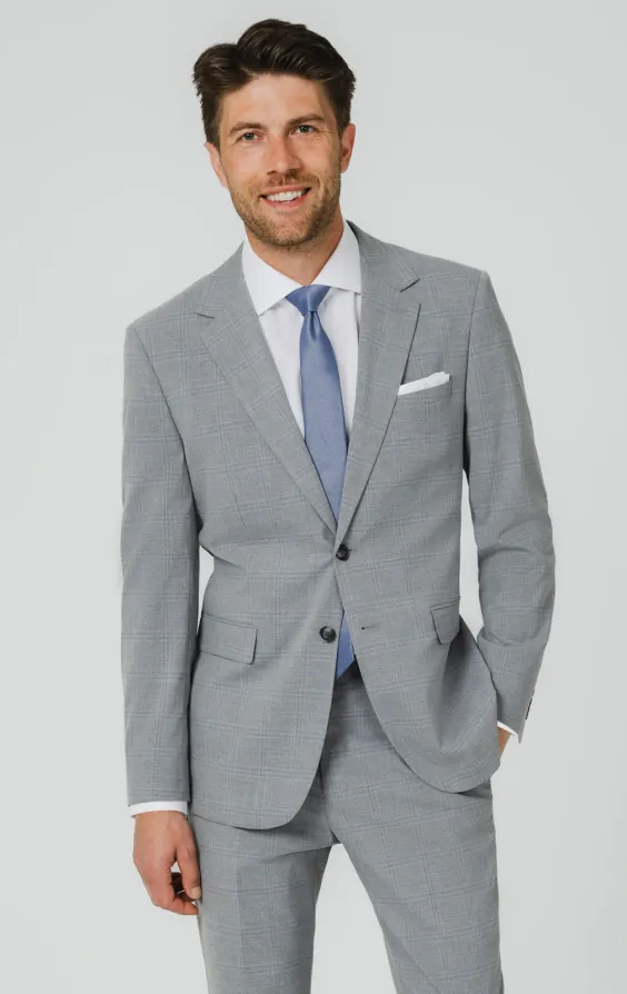 Light Grey & Blue Check Suit Light Grey & Blue Check Suit
