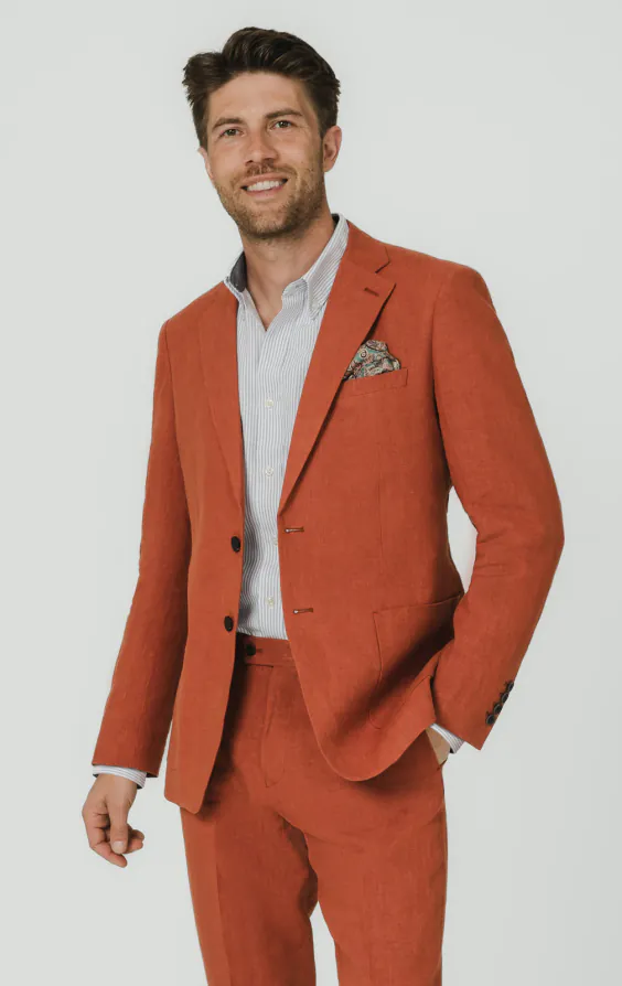 Burnt Orange Pure Linen Suit Burnt Orange Pure Linen Suit