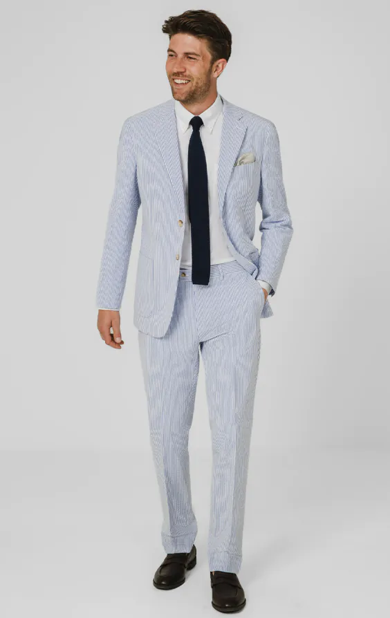 Blue & White Seersucker Suit - photo 1 Blue & White Seersucker Suit - photo 1