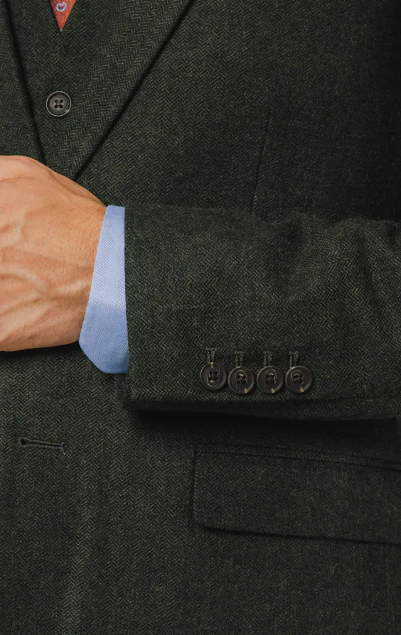 Dark Green Herringbone Tweed 3 Piece Suit - photo 3 Dark Green Herringbone Tweed 3 Piece Suit - photo 3