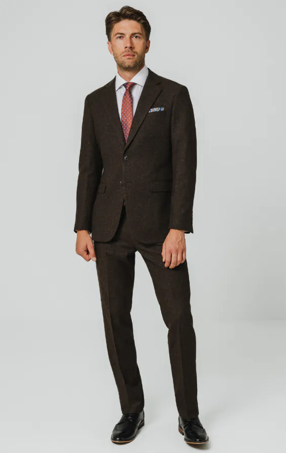 Dark Brown Donegal Tweed 3 Piece Suit - photo 1
