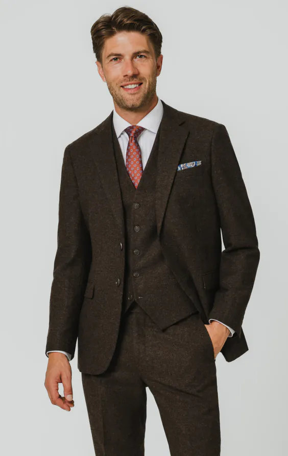 Dark Brown Donegal Tweed 3 Piece Suit