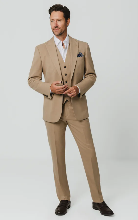 Camel Pinstripe 3 Piece Suit - photo 1 Camel Pinstripe 3 Piece Suit - photo 1
