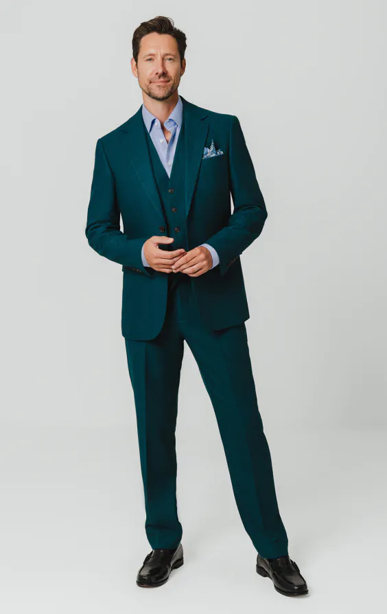 Teal Wool Flannel 3 Piece Suit - photo 1 Teal Wool Flannel 3 Piece Suit - photo 1