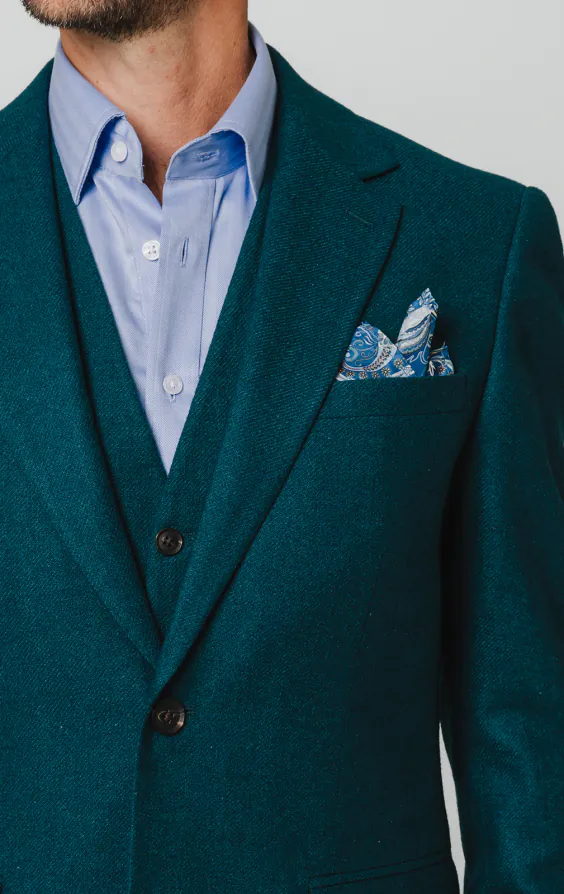 Teal Wool Flannel 3 Piece Suit - photo 3 Teal Wool Flannel 3 Piece Suit - photo 3