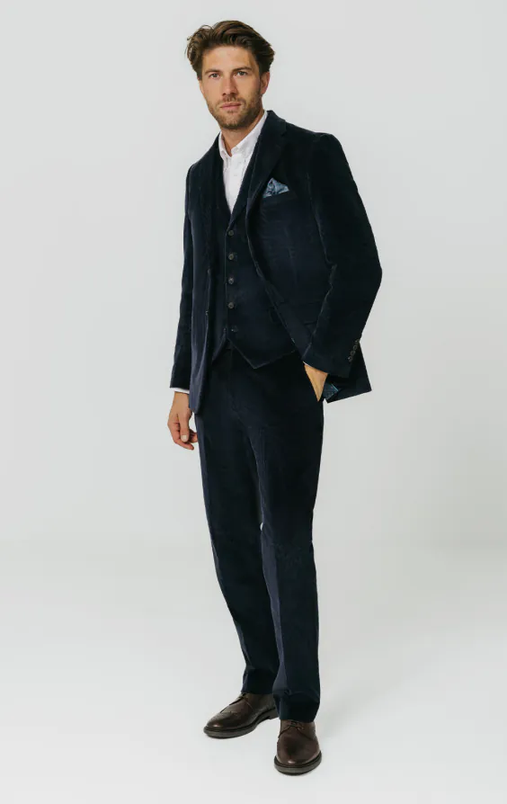 Navy Corduroy 3 Piece Suit thumbnail 2