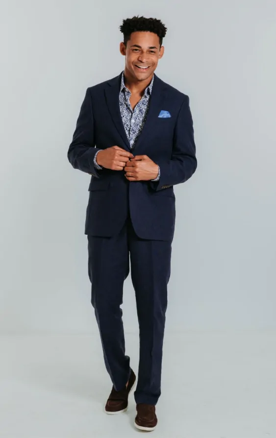 Navy Linen Suit thumbnail 2