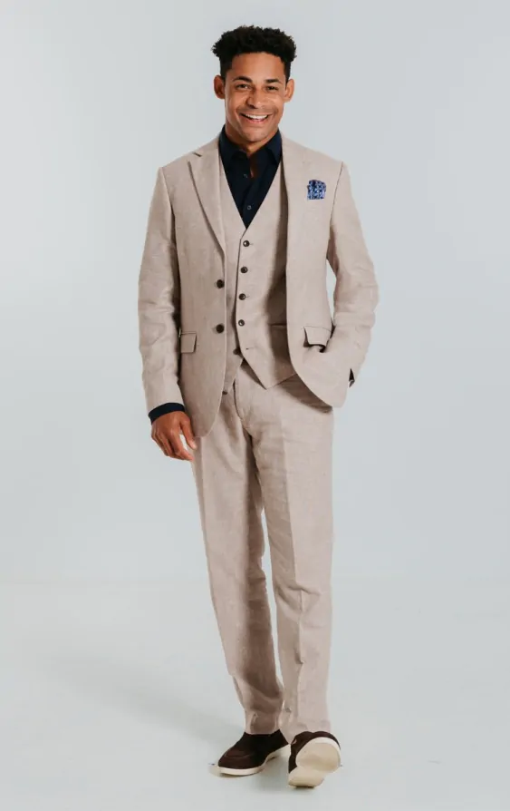 Sand Linen 3 Piece Suit thumbnail 2