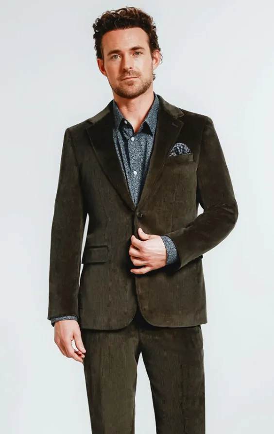 Mens green corduroy suit store
