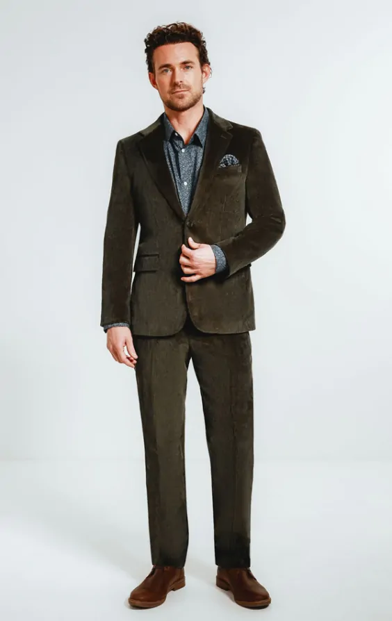 Dobell Green Corduroy Suit Dobell