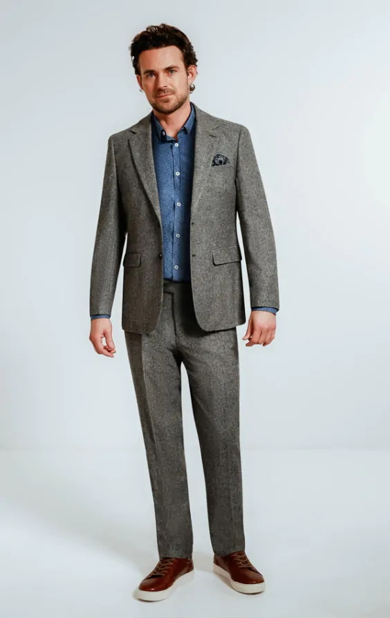 Light grey tweed jacket top