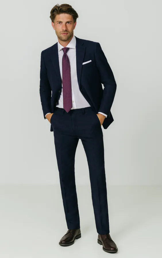 Navy Donegal Tweed Suit thumbnail 2