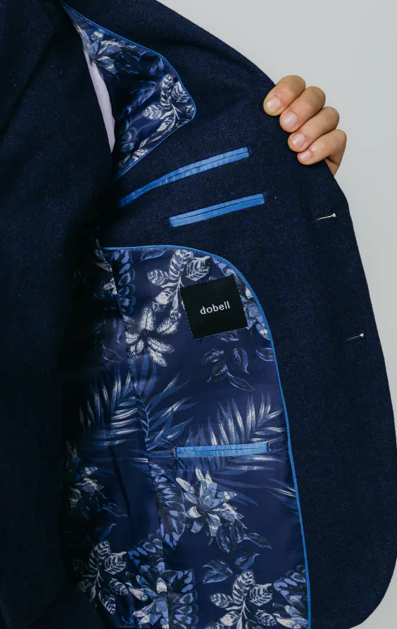 Dobell Navy Donegal Tweed Piece Suit Dobell