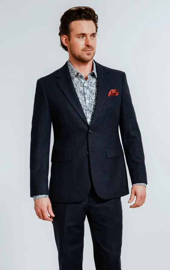 Navy tweed suit shop
