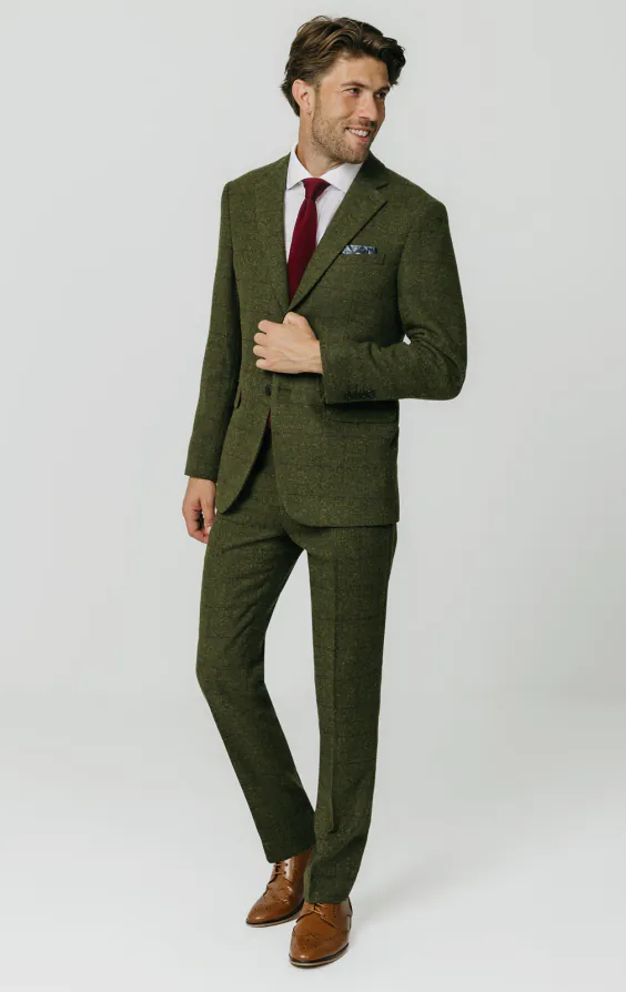 Green Windowpane Check Tweed Suit thumbnail 2