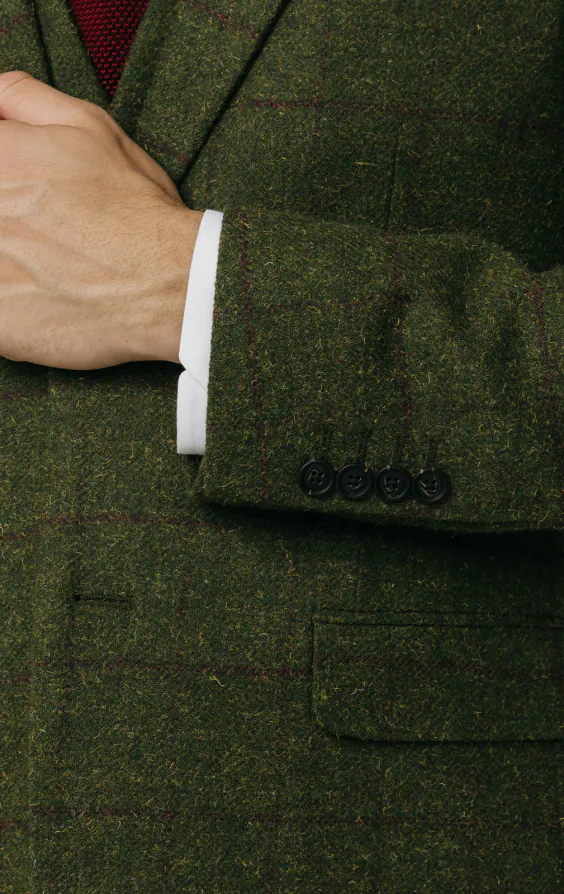 Green Windowpane Check Tweed 3 Piece Suit thumbnail 3