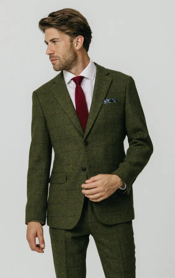 Green Windowpane Check Tweed Suit primary image