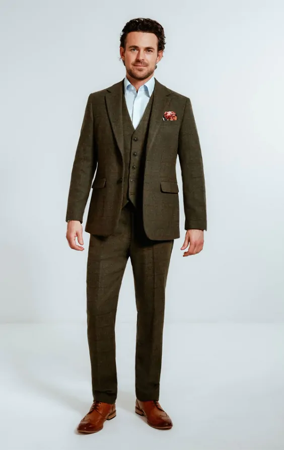 Green check tweed suit shop